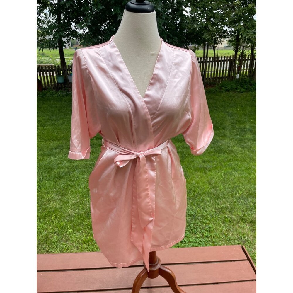Pink Satin Kimono Robe S/M By Weddingstar Short Light Bridal